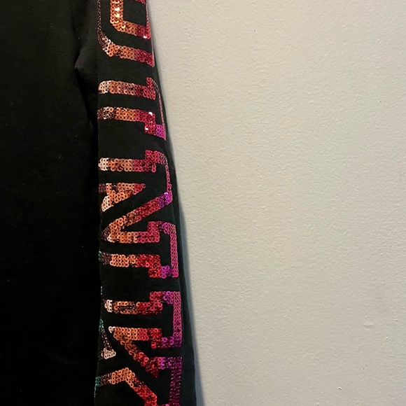 Pink VS sweatshirt with holographic glittery sequins and hoodie - Picture 7 of 16